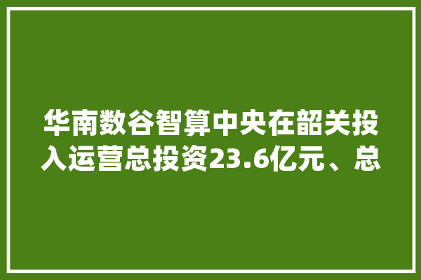 华南数谷智算中央在韶关投入运营总投资23.6亿元、总规模约3万个机柜_韶关_中心