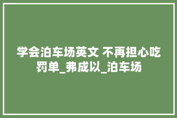 学会泊车场英文 不再担心吃罚单_弗成以_泊车场