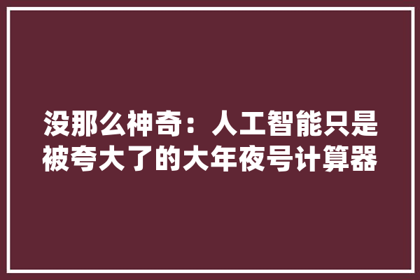 没那么神奇：人工智能只是被夸大了的大年夜号计算器_人工智能_智能 云服务