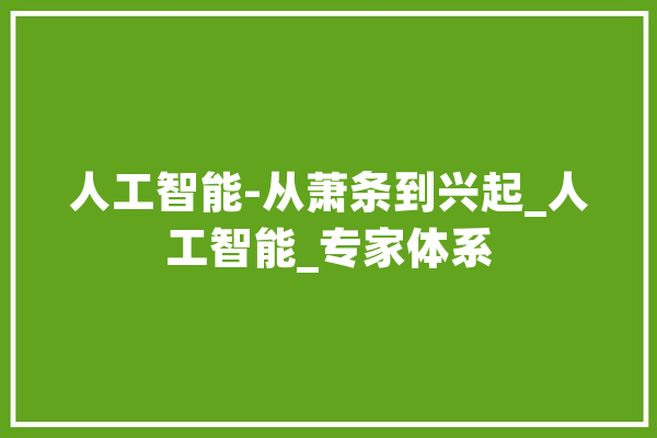 人工智能-从萧条到兴起_人工智能_专家体系