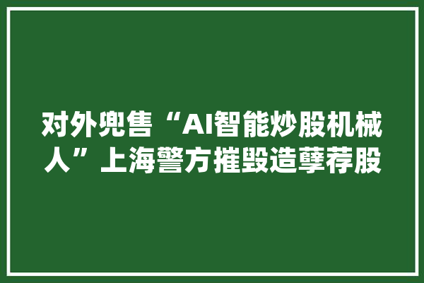 对外兜售“AI智能炒股机械人”上海警方摧毁造孽荐股团伙_团伙_选股