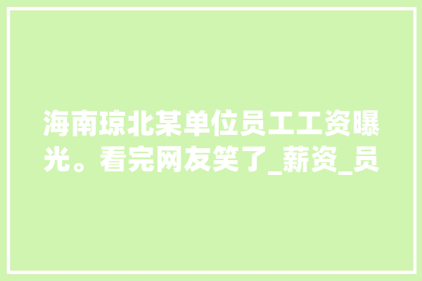 海南琼北某单位员工工资曝光。看完网友笑了_薪资_员工 云服务