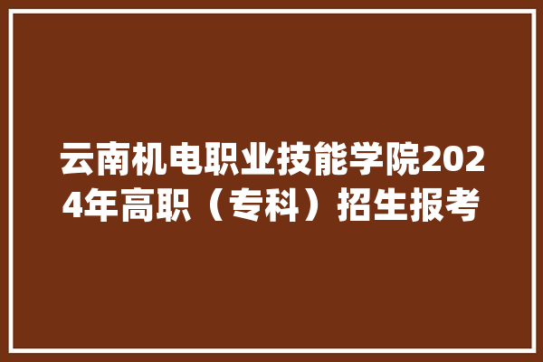 云南机电职业技能学院2024年高职（专科）招生报考指南_云南省_自愿