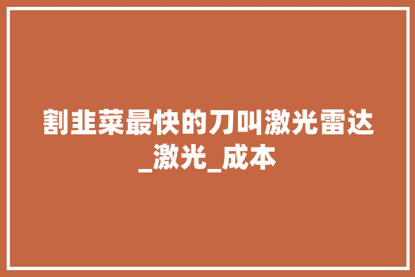 割韭菜最快的刀叫激光雷达_激光_成本 AI简讯