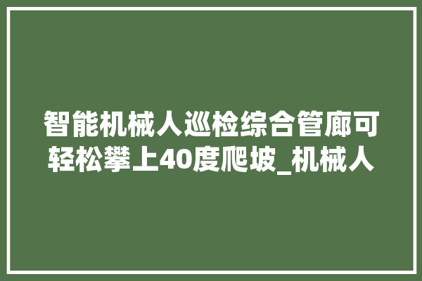 智能机械人巡检综合管廊可轻松攀上40度爬坡_机械人_黄石