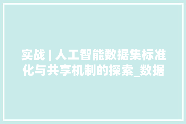 实战 | 人工智能数据集标准化与共享机制的探索_数据_人工智能 智能助手