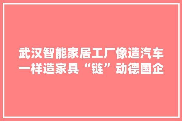 武汉智能家居工厂像造汽车一样造家具“链”动德国企业落户_家当_华中 科技快讯