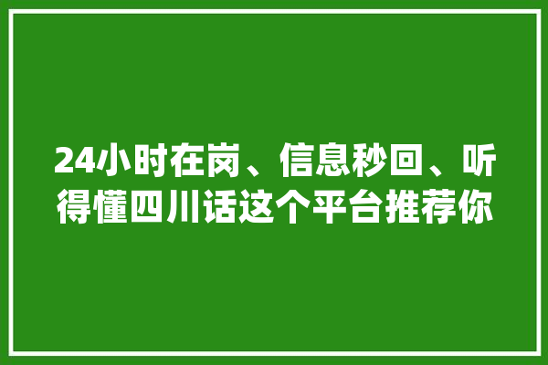 24小时在岗、信息秒回、听得懂四川话这个平台推荐你运用_医保_群众 科技快讯