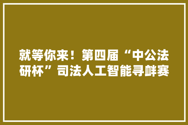 就等你来！第四届“中公法研杯”司法人工智能寻衅赛开始报名啦！_研讨院_人工智能