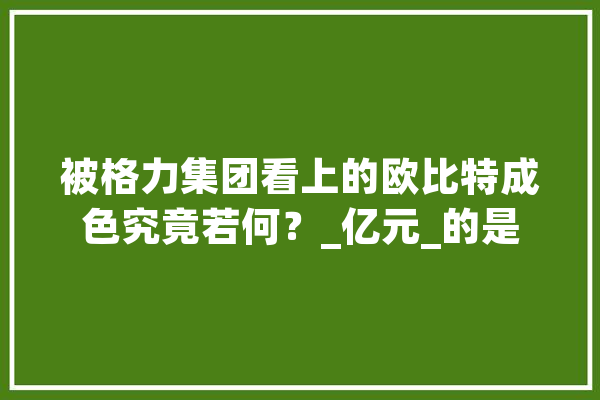 被格力集团看上的欧比特成色究竟若何？_亿元_的是