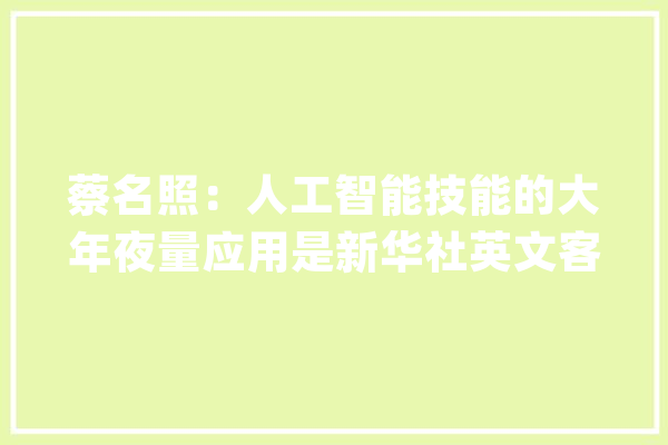 蔡名照：人工智能技能的大年夜量应用是新华社英文客户端的凸起亮点_英文_新华社