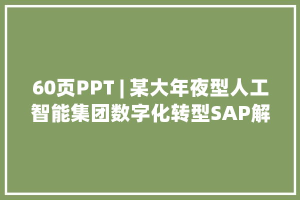 60页PPT | 某大年夜型人工智能集团数字化转型SAP解决筹划全解析（PPT）_仅供_无忧 智能问答