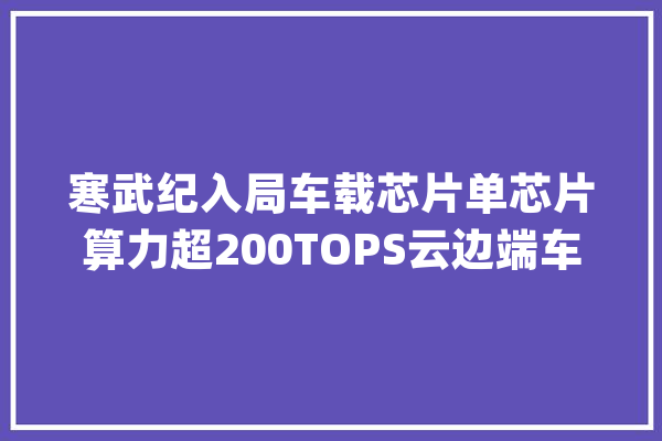 寒武纪入局车载芯片单芯片算力超200TOPS云边端车协同发力智能驾驶_寒武纪_芯片