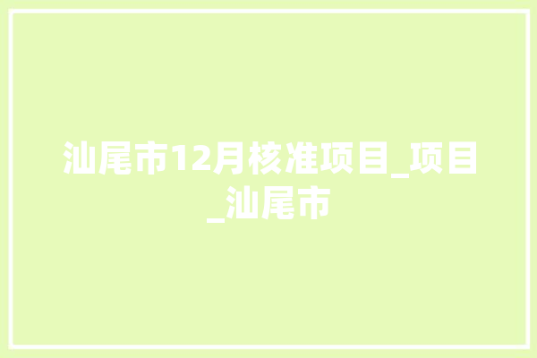 汕尾市12月核准项目_项目_汕尾市 智能写作