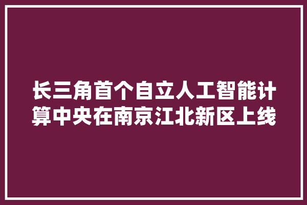 长三角首个自立人工智能计算中央在南京江北新区上线_人工智能_家当 绘影字幕