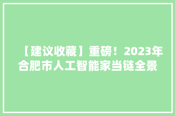 【建议收藏】重磅！2023年合肥市人工智能家当链全景图谱_人工智能_家当 AI简讯