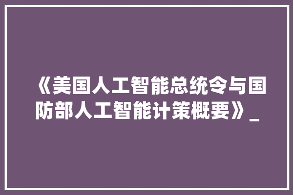 《美国人工智能总统令与国防部人工智能计策概要》_人工智能_美国 计算机