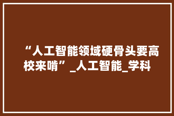 “人工智能领域硬骨头要高校来啃”_人工智能_学科 计算机