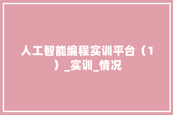 人工智能编程实训平台（1）_实训_情况 计算机