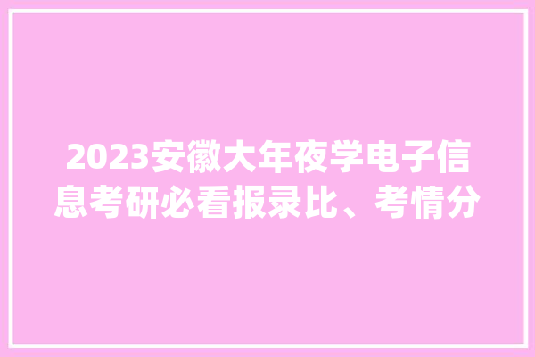 2023安徽大年夜学电子信息考研必看报录比、考情分析及初复试经验分享_复试_技巧