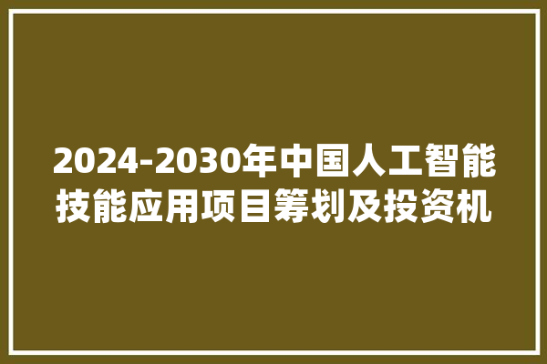 2024-2030年中国人工智能技能应用项目筹划及投资机遇研究申报_图表_人工智能