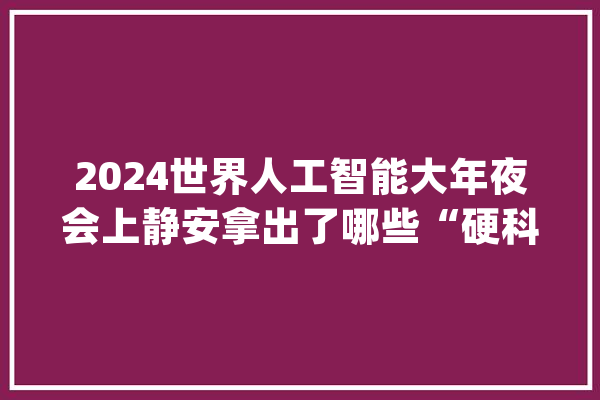 2024世界人工智能大年夜会上静安拿出了哪些“硬科技”？_人工智能_上海