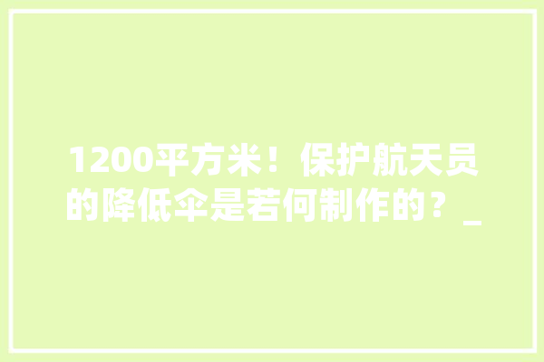 1200平方米！保护航天员的降低伞是若何制作的？_下降伞_神舟 智能写作