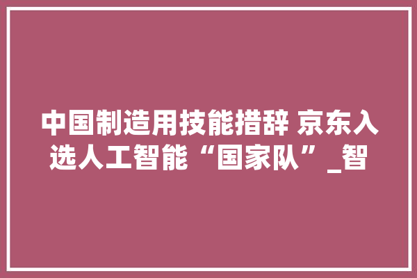 中国制造用技能措辞 京东入选人工智能“国家队”_智能_京东 AI快讯
