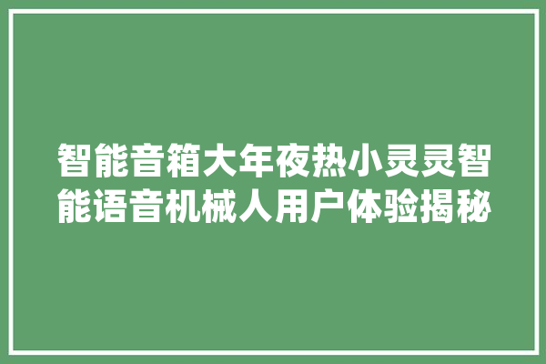 智能音箱大年夜热小灵灵智能语音机械人用户体验揭秘_语音_机械人 AI简讯