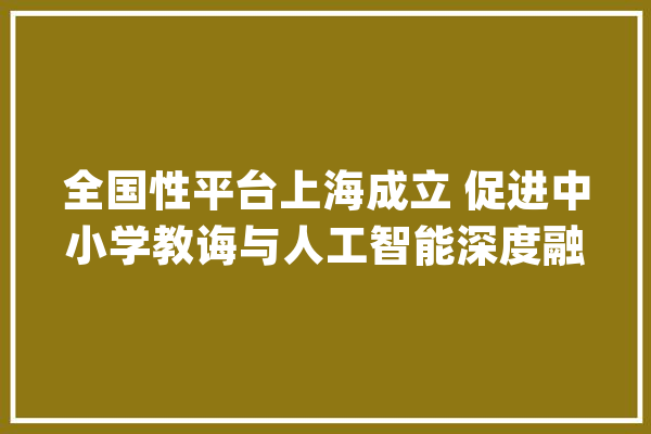 全国性平台上海成立 促进中小学教诲与人工智能深度融合_华东师范年夜学_教师 AI简讯