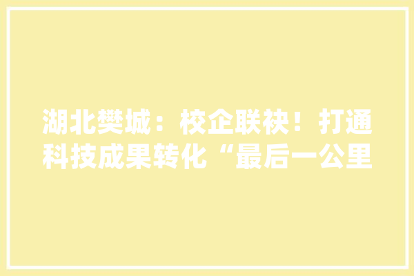 湖北樊城：校企联袂！打通科技成果转化“最后一公里”_襄阳_湖北