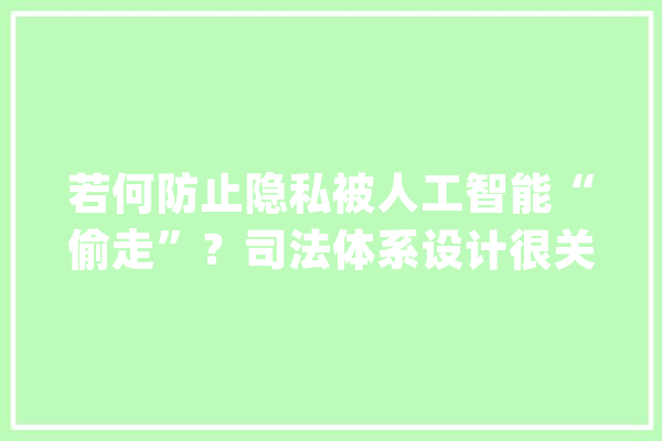 若何防止隐私被人工智能“偷走”？司法体系设计很关键_人工智能_法治 科技快讯