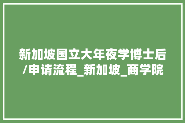 新加坡国立大年夜学博士后/申请流程_新加坡_商学院
