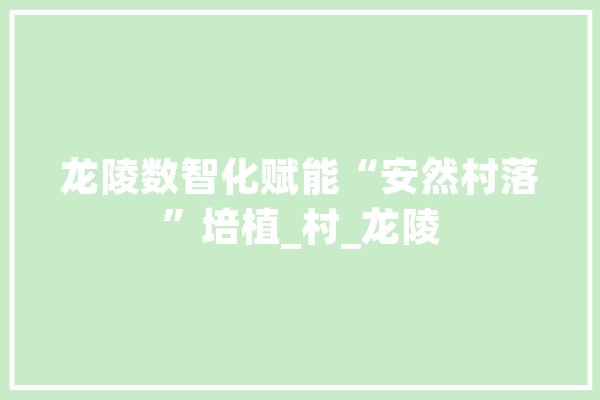 龙陵数智化赋能“安然村落”培植_村_龙陵 智能助手