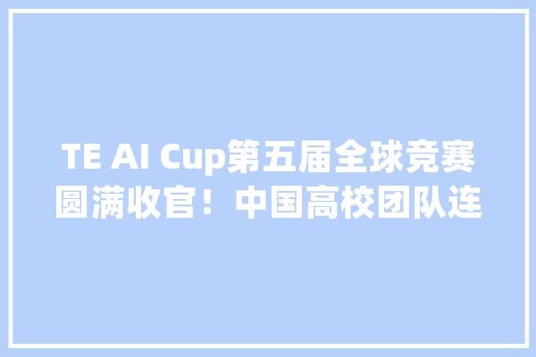 TE AI Cup第五届全球竞赛圆满收官！中国高校团队连续两年夺得桂冠_团队_先辈 AI快讯