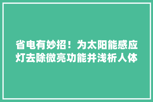 省电有妙招！为太阳能感应灯去除微亮功能并浅析人体感应事理_微亮_透镜 科技快讯