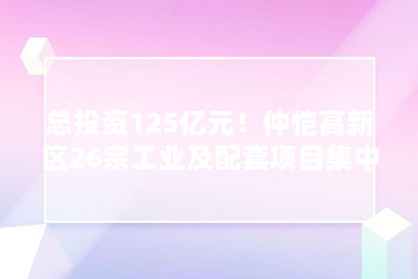 总投资125亿元！仲恺高新区26宗工业及配套项目集中动工_亿元_项目
