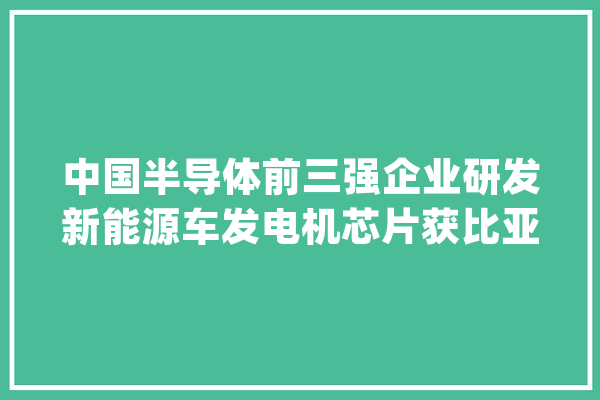 中国半导体前三强企业研发新能源车发电机芯片获比亚迪大年夜额订单_该企业_公司 科技快讯