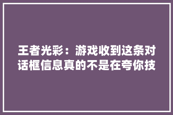 王者光彩：游戏收到这条对话框信息真的不是在夸你技能好_光荣_这条 智能助手