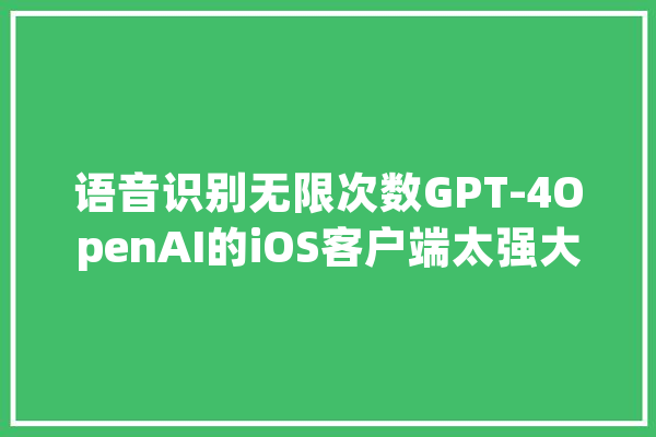 语音识别无限次数GPT-4OpenAI的iOS客户端太强大了_客户端_请点击