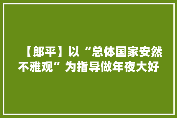 【郎平】以“总体国家安然不雅观”为指导做年夜大好人工智能安然治理_人工智能_国度平安 AI简讯