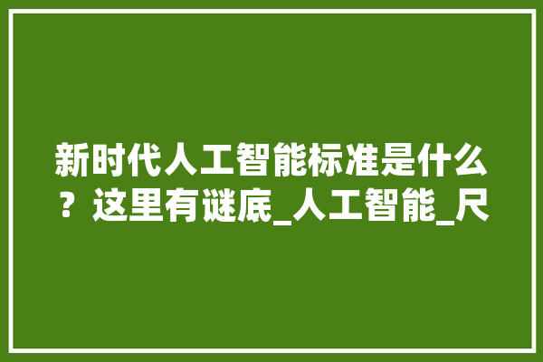 新时代人工智能标准是什么？这里有谜底_人工智能_尺度