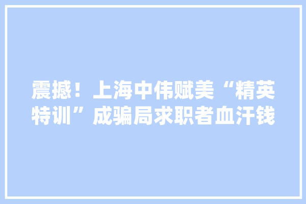 震撼！上海中伟赋美“精英特训”成骗局求职者血汗钱取水漂_求职者_公司 智能写作