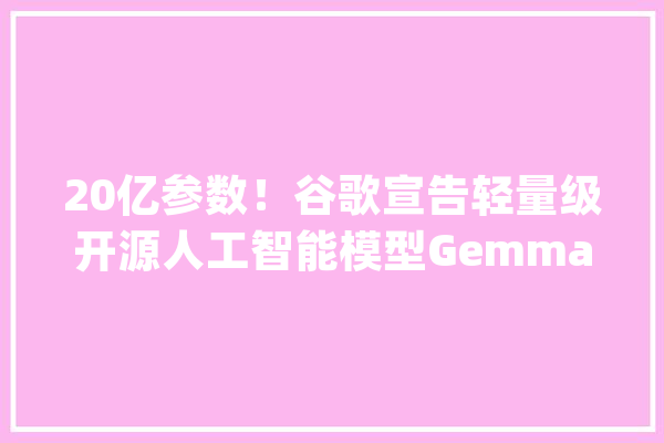 20亿参数！谷歌宣告轻量级开源人工智能模型Gemma_模子_参数 云服务