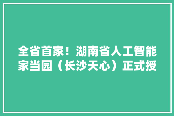 全省首家！湖南省人工智能家当园（长沙天心）正式授牌_家当_人工智能 云服务