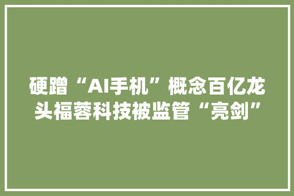 硬蹭“AI手机”概念百亿龙头福蓉科技被监管“亮剑”去年净利润同比下降28.8%_亿元_科技 云服务