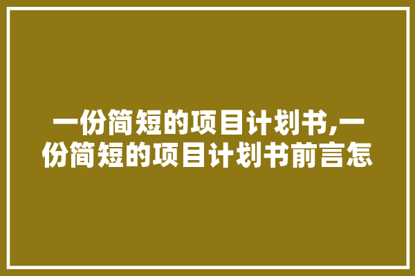 一份简短的项目计划书,一份简短的项目计划书前言怎么写 AI简讯
