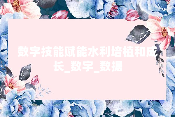 数字技能赋能水利培植和成长_数字_数据