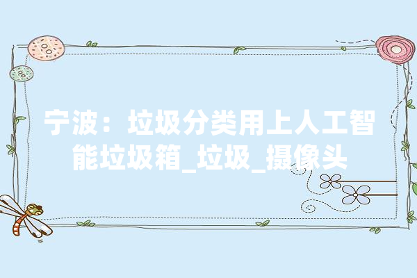 宁波：垃圾分类用上人工智能垃圾箱_垃圾_摄像头