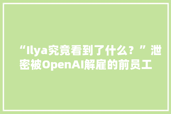 “Ilya究竟看到了什么？”泄密被OpenAI解雇的前员工长文爆料：2030年超级人工智能将至_人类_人工智能 AI快讯